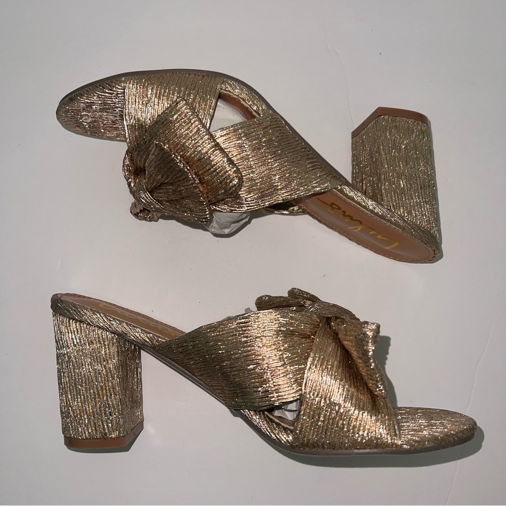 Lulus Dorthea Rose Gold Knotted High Block Heel Sandals - New In Box - Reemoly - Picture 12 of 16